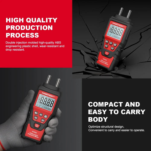 Manometer Digital Air Pressure Meter Differential Gas Tester Tool LCD Gauge HT636