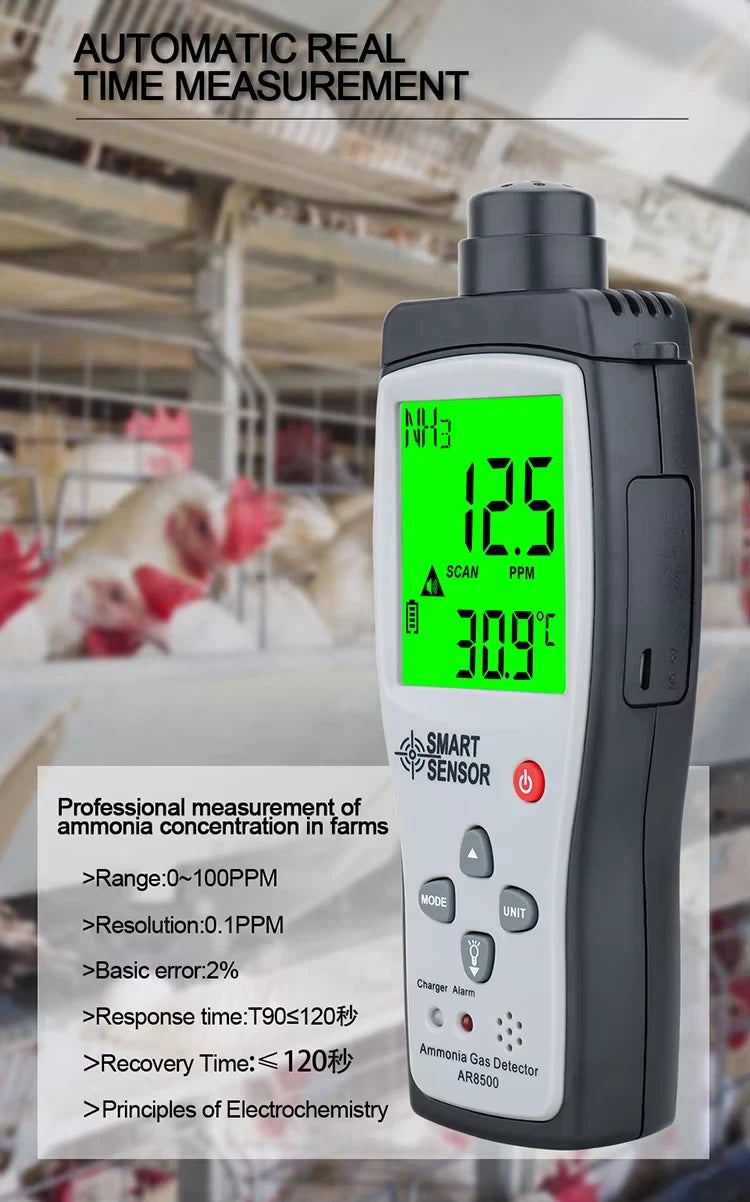 Ammonia Gas Meter Detector Detects Measures Reader Alarm Smart Meter AR8500