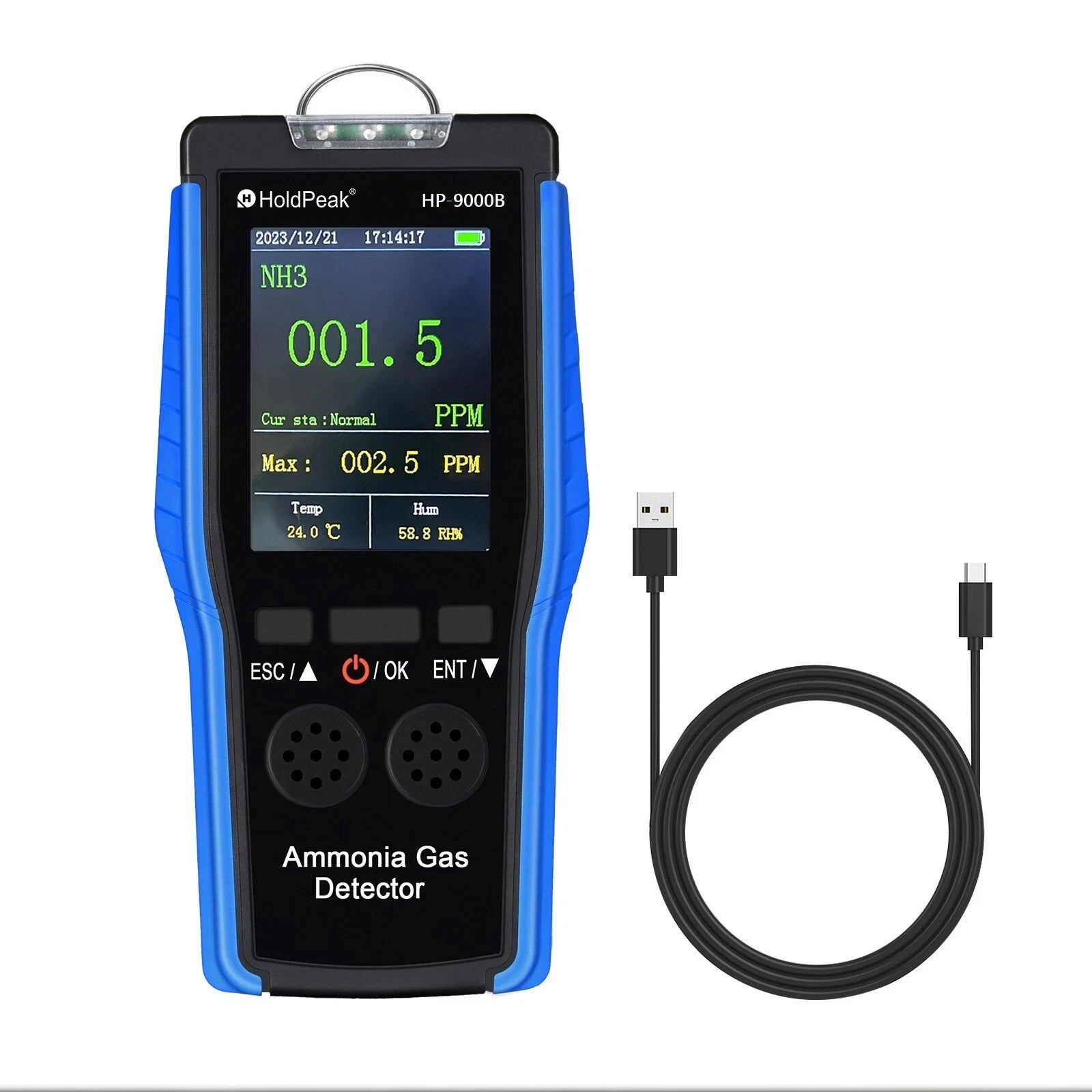 Ammonia Gas Detector NH3 0-100PPM Tester Monitor Professional Meter With Data Logging