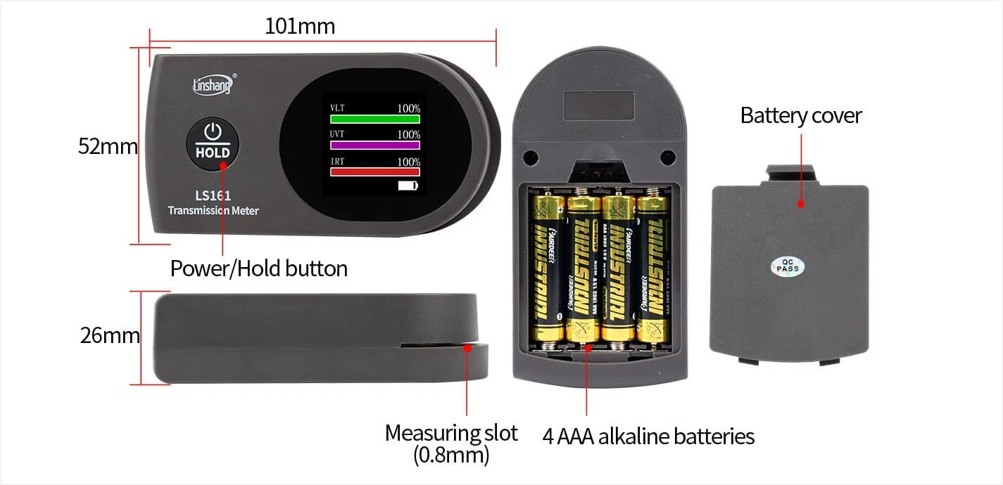 Window Film Tint Meter IR UV VL Infrared Visible Light Tester LS161