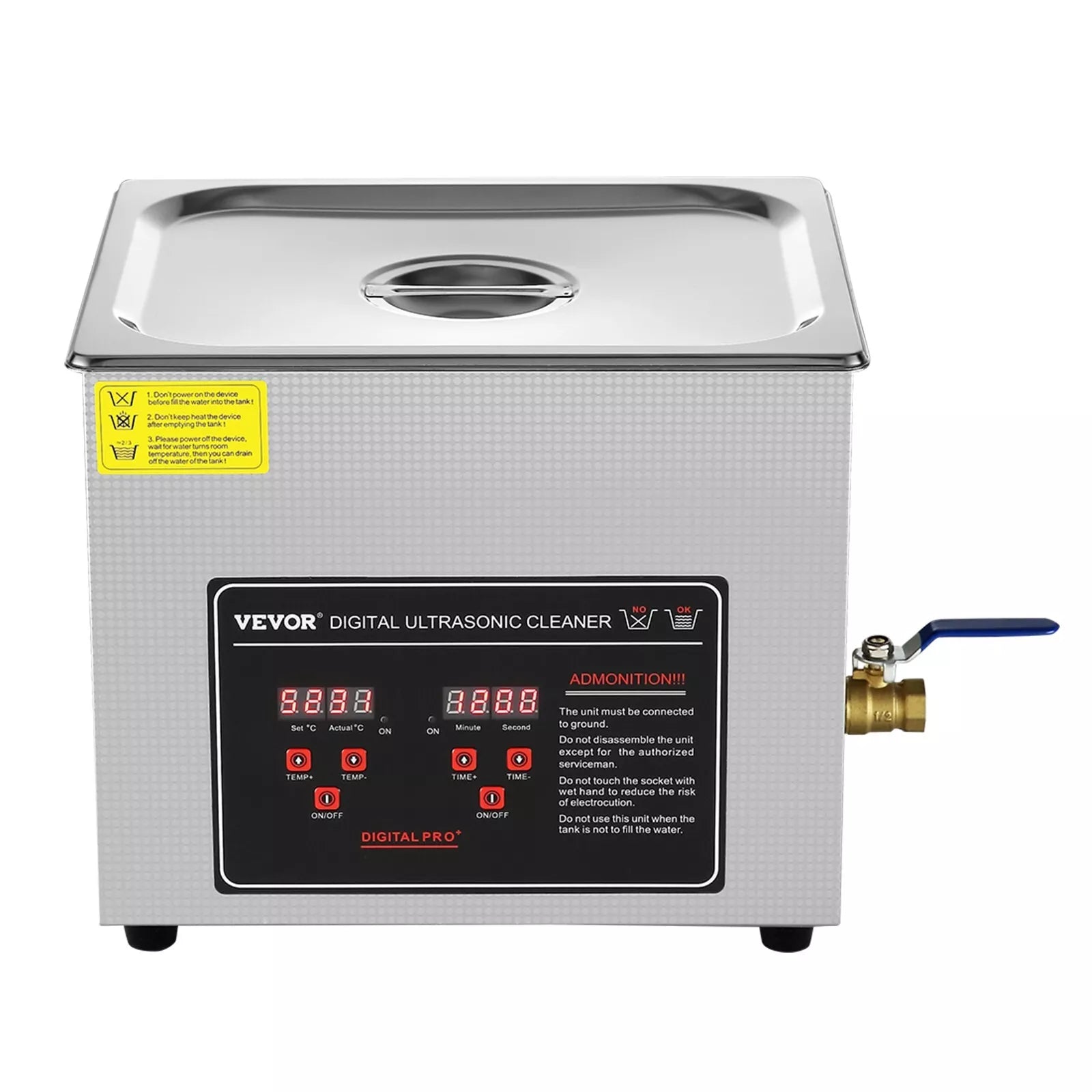 Ultrasonic Cleaning Bath 10L Digital Stainless Ultrasonic Cleaner Timer Heat