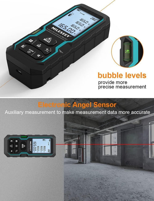 Laser Distance Tape Measure Rangefinder 100M Tool Electronic Ruler MILESEEY S6