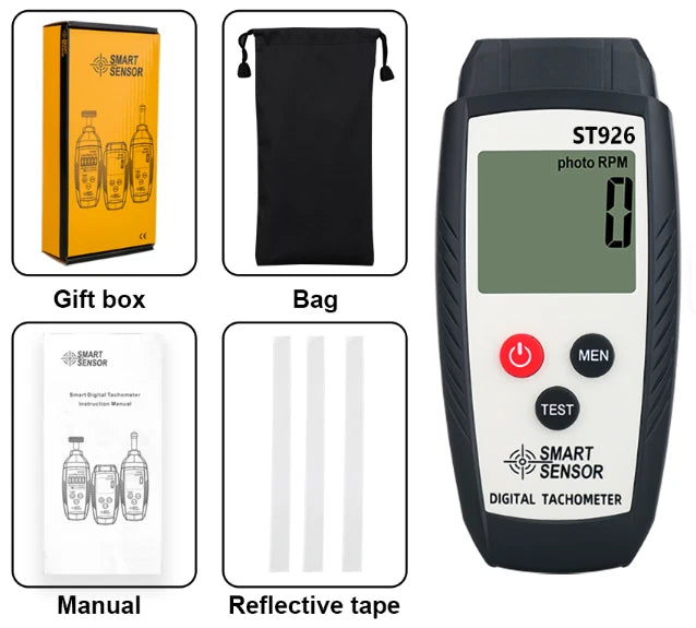 Tachometer Laser Photo Non Contact Digital RPM Tach Tester Meter LCD Speedometer ST926
