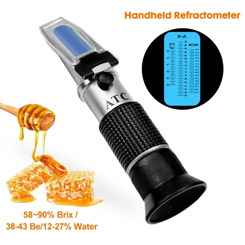 Refractometer Brix 58-90%, Water 12-27% & Baume 38-43% Handheld ATC Tester