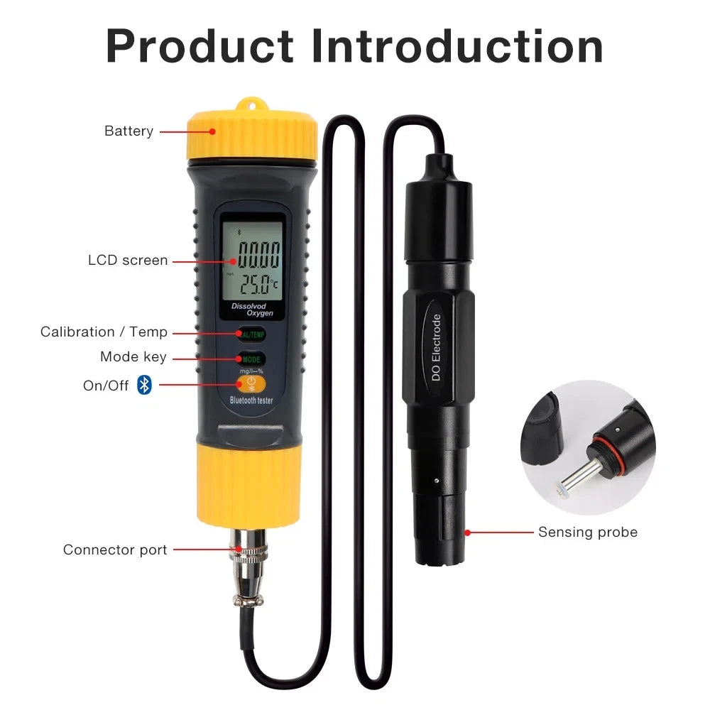 Dissolved DO Oxygen Meter Tester Measures Blue Tooth  ATC  Temp Range 0-20mg/l DO-BT188