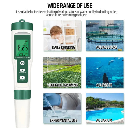pH ORP Redox TDS EC Temperature  Meter Analyzer Water Tester (5 in 2) EZ-9910