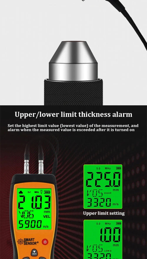 Ultrasonic Thickness Gauge Tester Sound Velocity Meter Metal Width Meter AS860