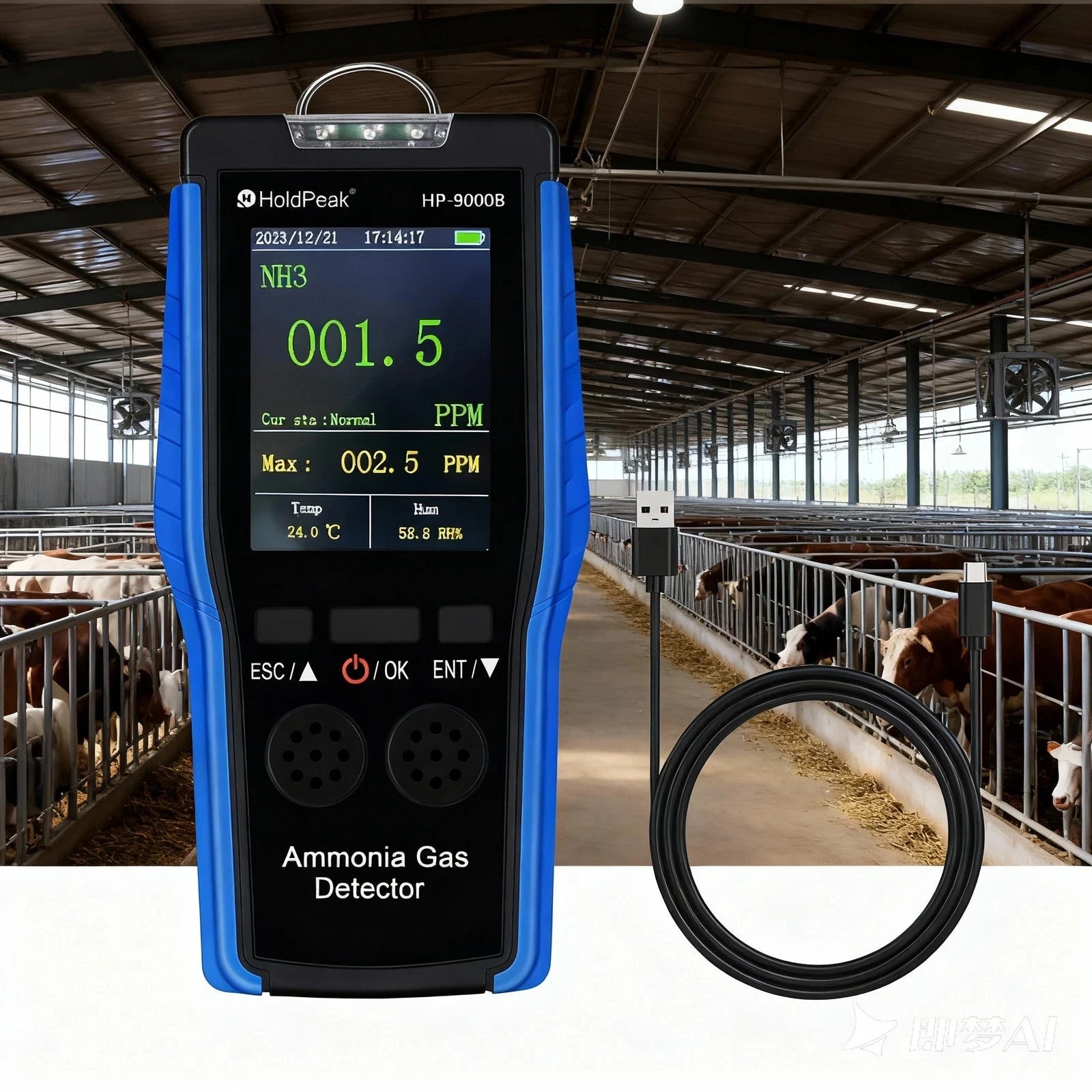 Ammonia Gas Detector NH3 0-100PPM Tester Monitor Professional Meter With Data Logging