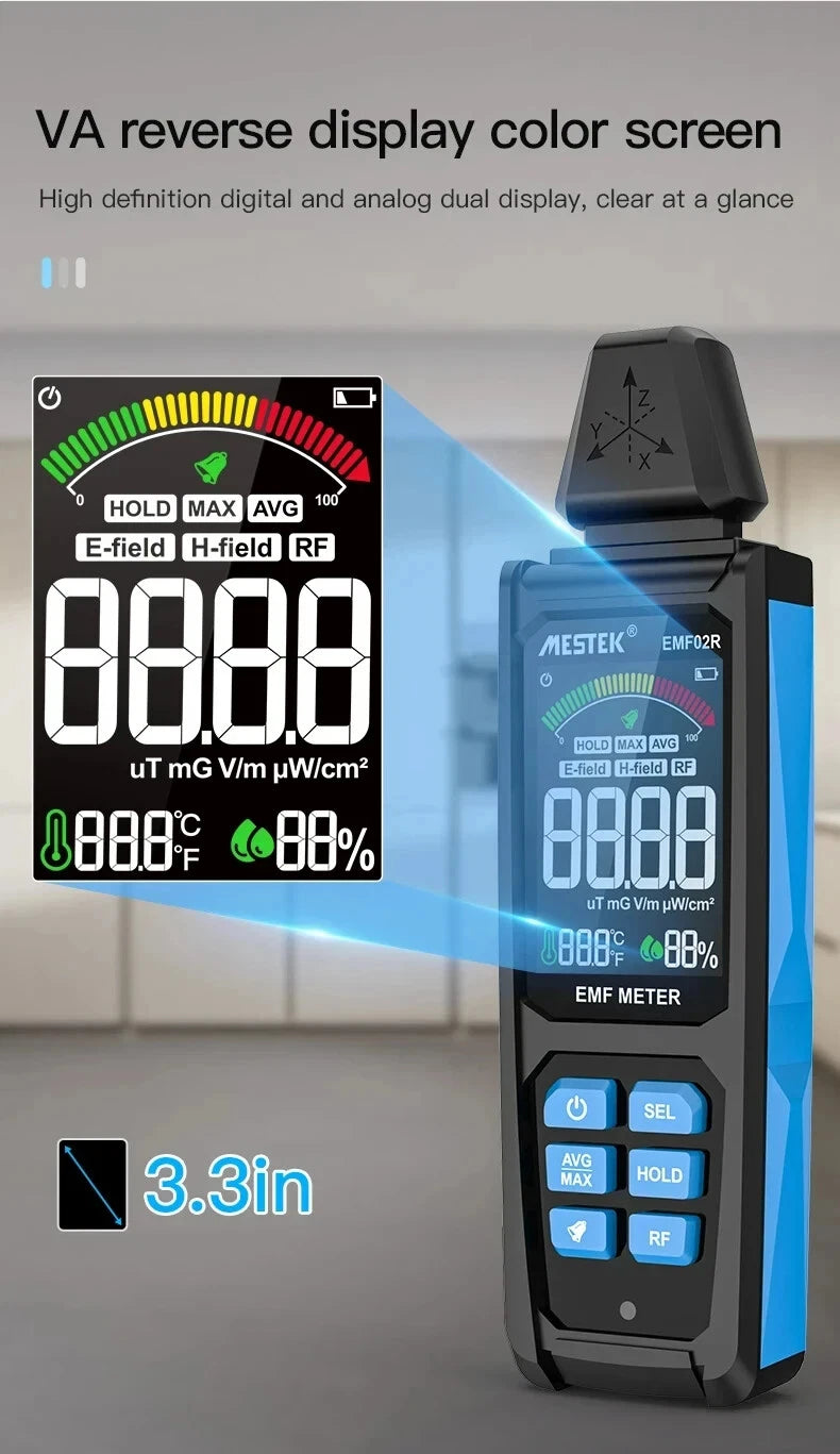 EMF Electromagnetic Radiation Tester Meter Magnetic Field Detector 30MHz-8Ghz