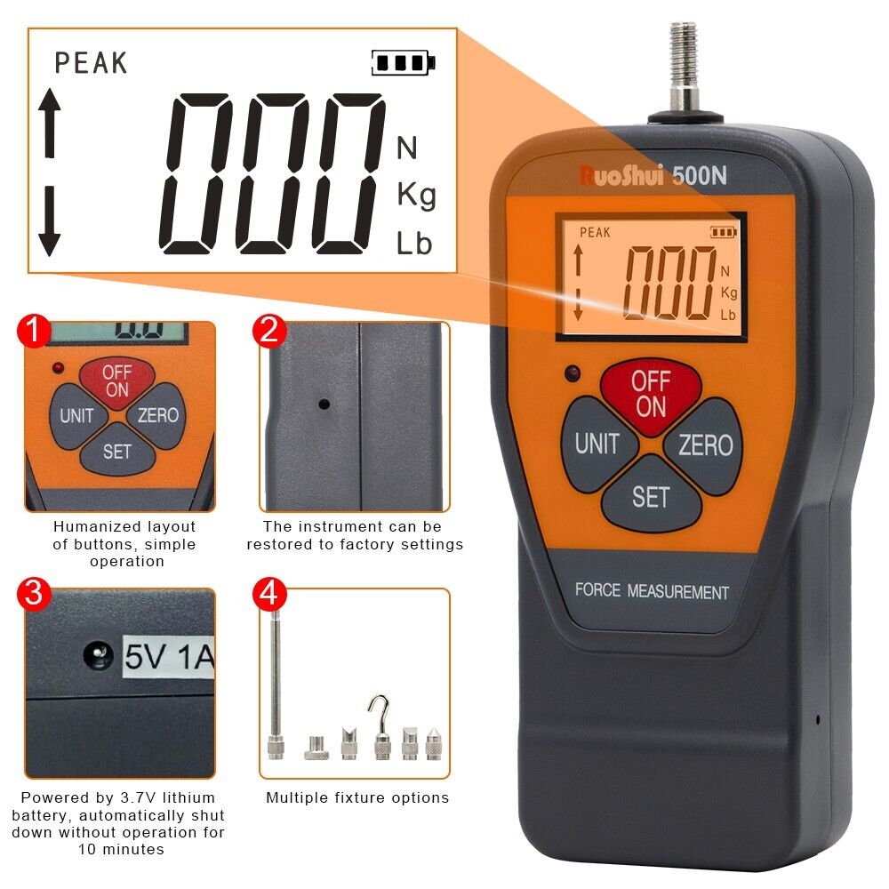Digital Force Gauge Dynamometer Push Pull Force Tester Meter 50N