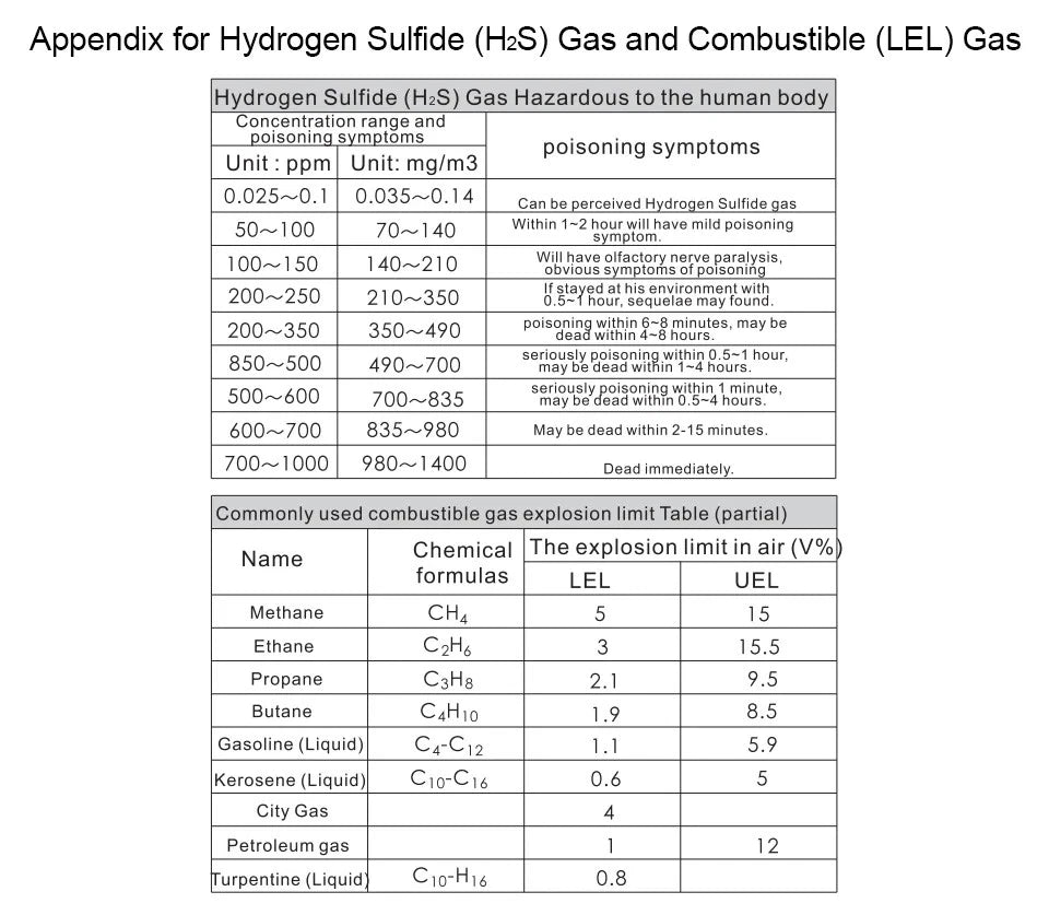 Hydrogen Sulfide Gas Meter O2 CO H20 LEL Alarm SMART SENSOR 4 IN 1