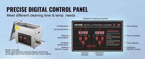 Ultrasonic Cleaning Bath 10L Digital Stainless Ultrasonic Cleaner Timer Heat