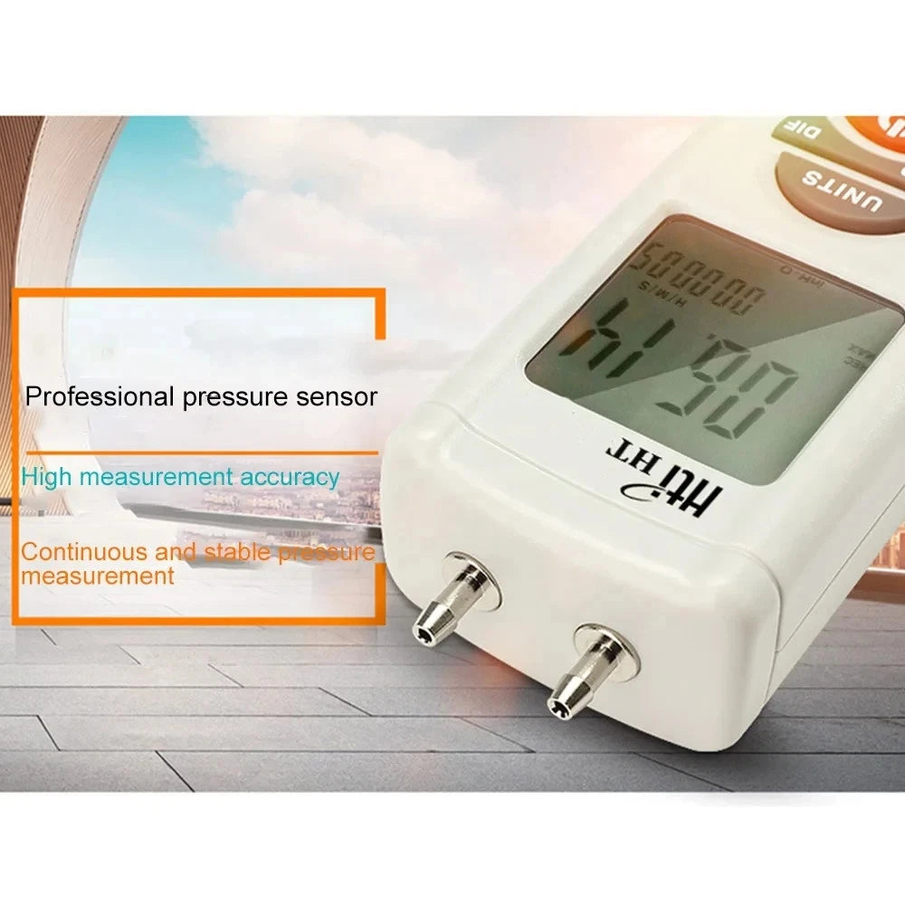 Manometer Digital Air Pressure Meter Differential Gas Tester Tool LCD Gauge 10 PSI & Under HT-1895