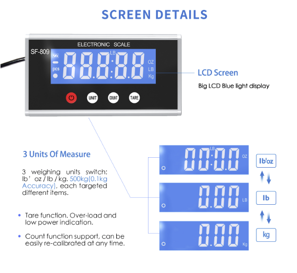 Scale Digital Pet Electronic Weigh 500KG x 0.1kg AC Weighing Back-lit Blue LCD 100X50CM
