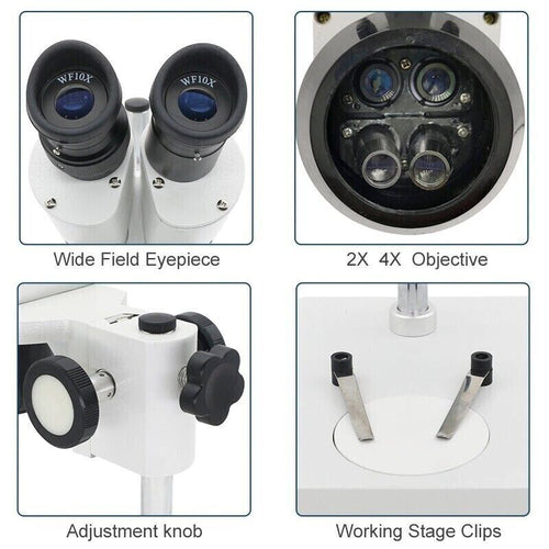 Microscope Binocular Stereo 20X 40X Laboratory Scope Illuminated Ring Lights