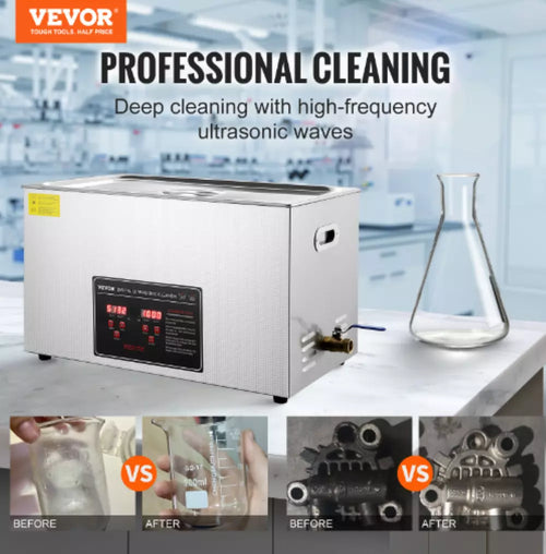 Ultrasonic Cleaning Bath 30L Digital Stainless Ultrasonic Cleaner Timer Heat