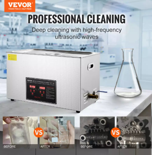 Ultrasonic Cleaning Bath 30L Digital Stainless Ultrasonic Cleaner Timer Heat