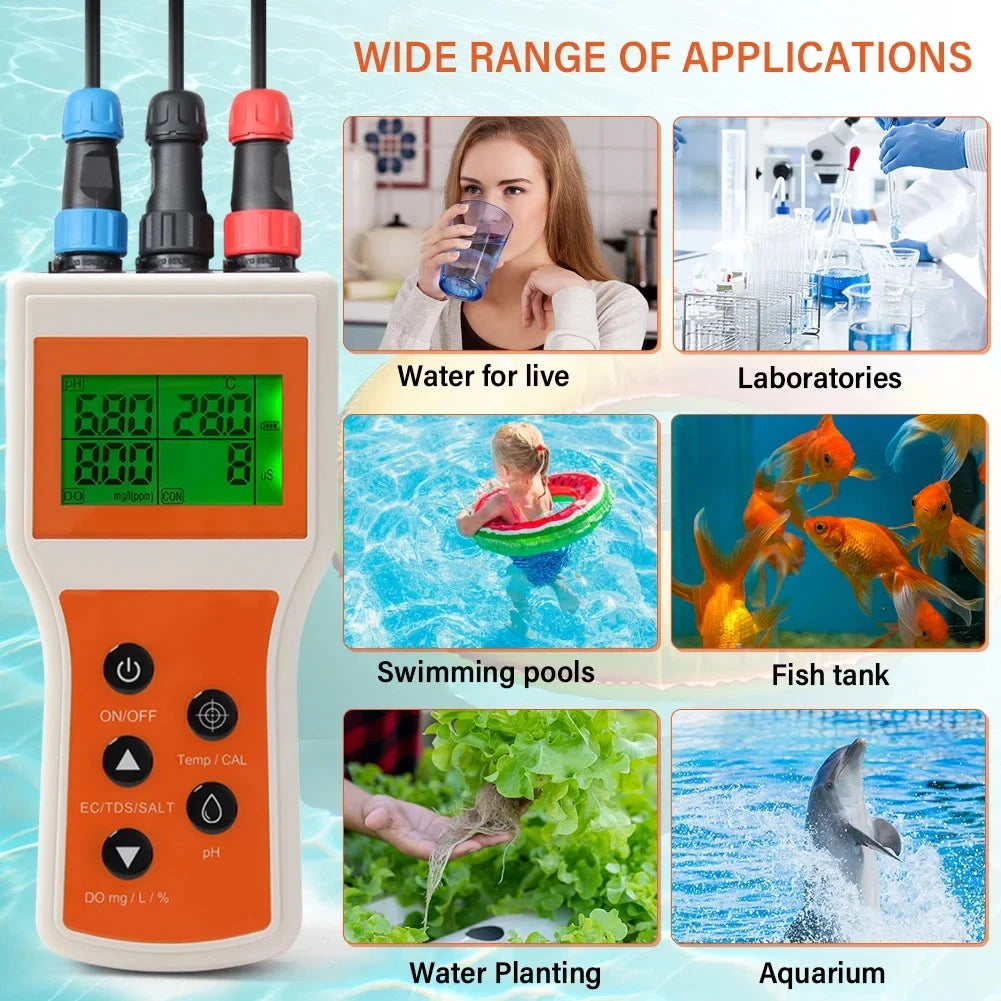 pH EC SALT TDS DO Temp Water Quality Testing Meter Lab or Field YY-100