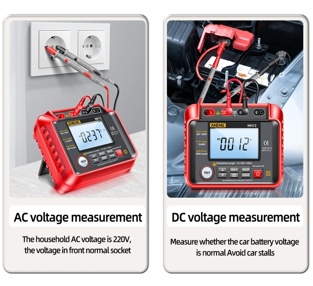 Insulation Resistance Meter Digital Megohmmeter Volt Tester Megger Voltmeter
