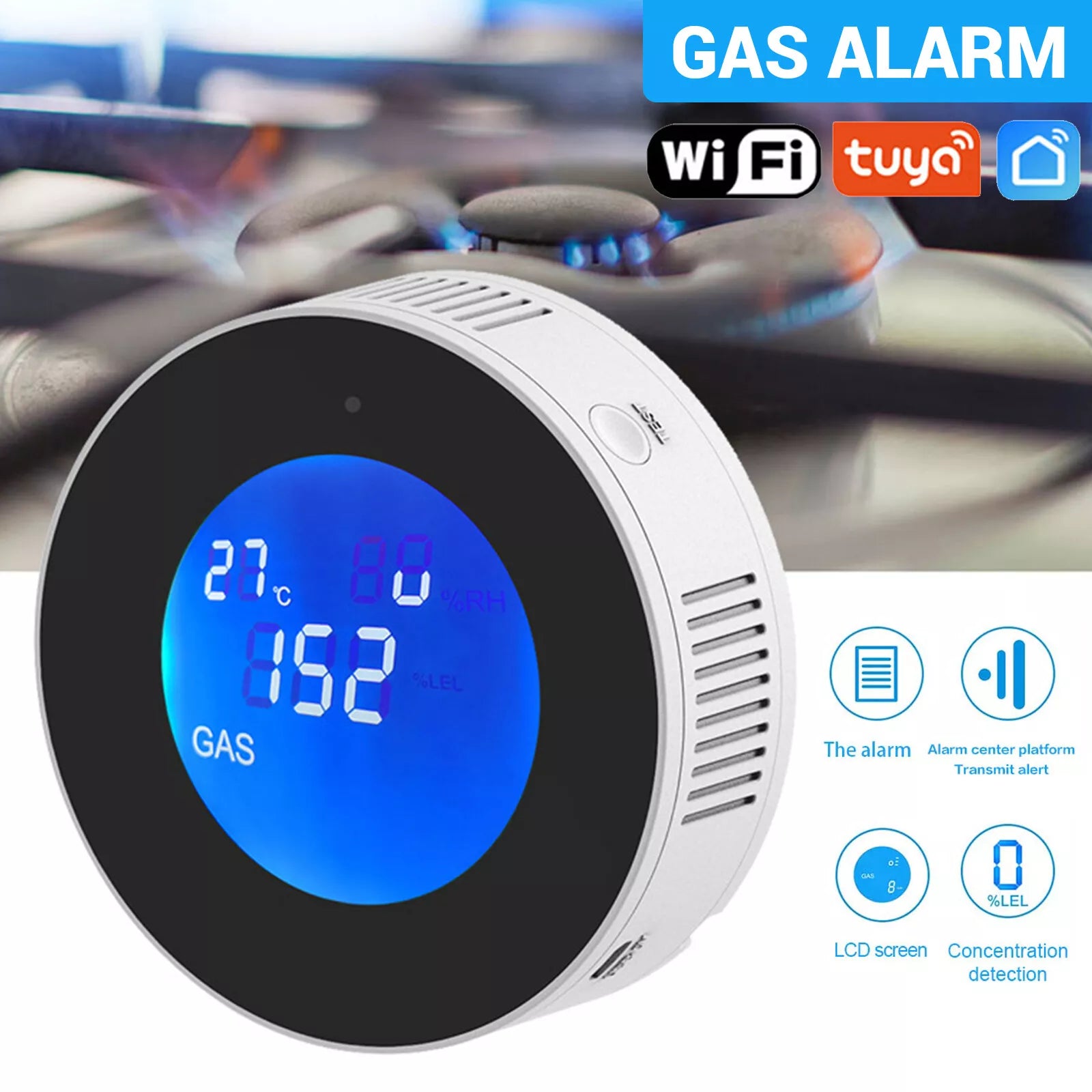 Gas Leak Detector for Home Kitchen with Smart House Alarm Sensor