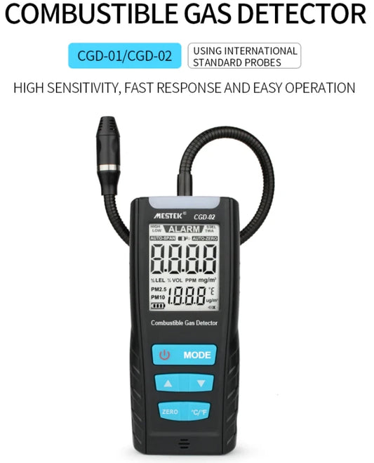 Gas Leak Detector Combustible Flammable Natural Gas Tester Meter Air Analyzer CGD-02