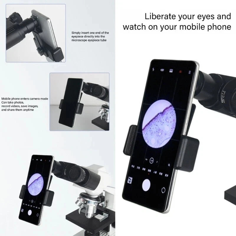 Phone Bracket Mount Clip for Stereo Biological Microscope 23.2mm Eyepiece 12.5X