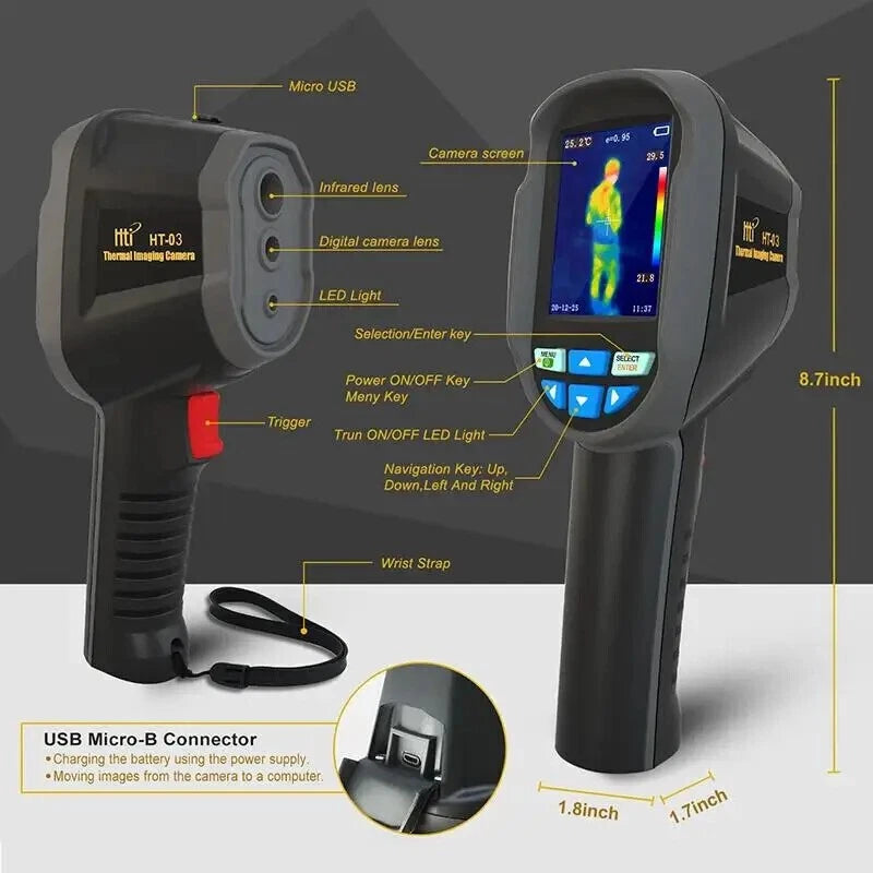 IR Infrared Thermal Imager 2.8 inch Display Handheld Digital 32x24 Thermography Camera HT-03