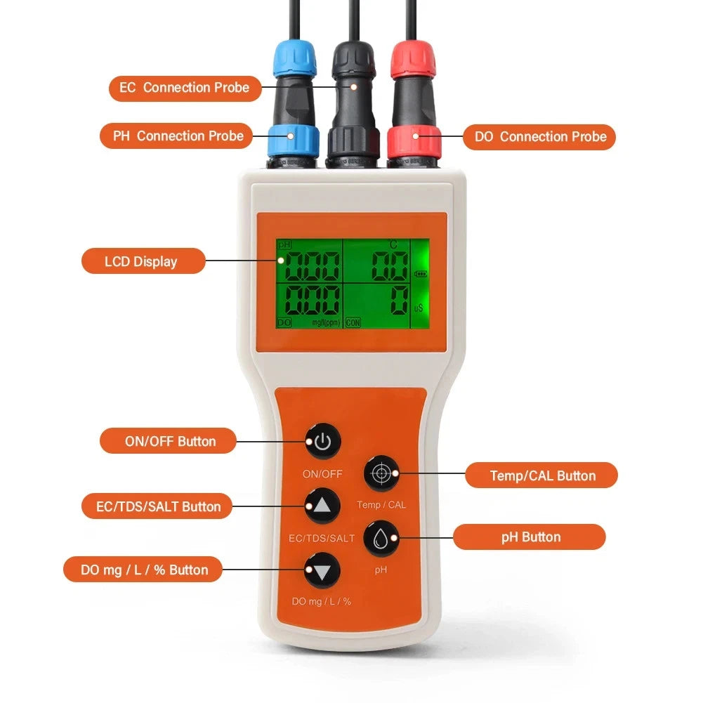 pH EC SALT TDS DO Temp Water Quality Testing Meter Lab or Field YY-100