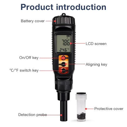 PH Meter Flat End Tip Digital Auto Calibrating  0.00~14.00 High