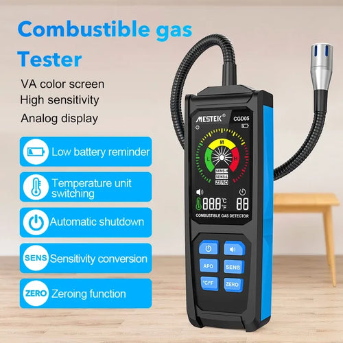 Gas Leak Detector Combustible Flammable Natural Gas Tester Meter Air Analyzer CGD05