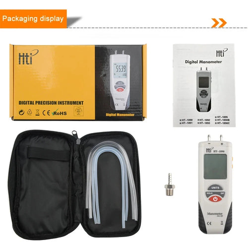 Manometer Digital Air Pressure Meter Differential Gas Tester Tool LCD Gauge HT-1890