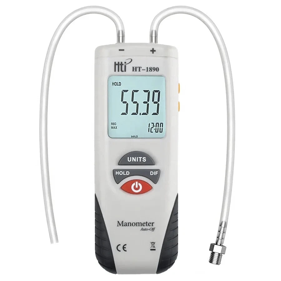 Manometer Digital Air Pressure Meter Differential Gas Tester Tool LCD Gauge HT-1890