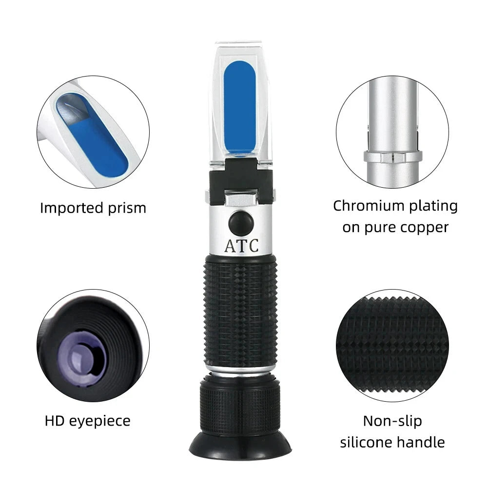 Refractometer Brix 28-62% Handheld ATC Tester for Sugar Fruit Wine Measurements