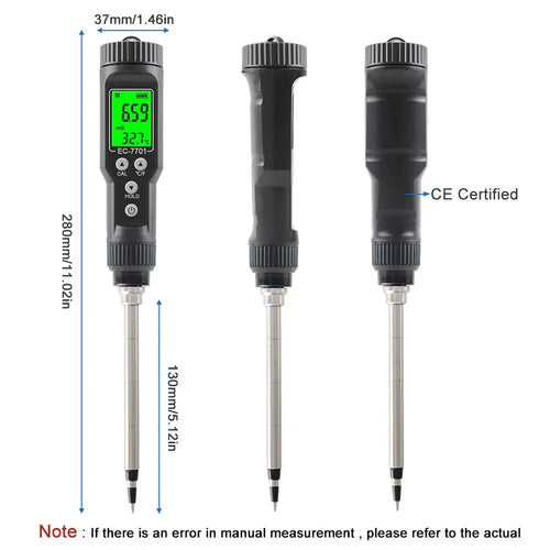 EC & Temp Meter Tester Reader for Soil Waterproof Electrical Conductivity ATC EC-7701