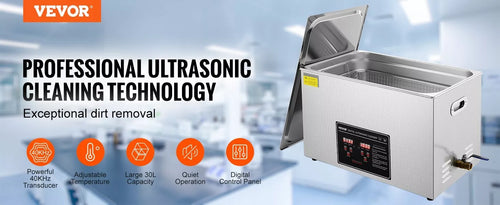 Ultrasonic Cleaning Bath 30L Digital Stainless Ultrasonic Cleaner Timer Heat