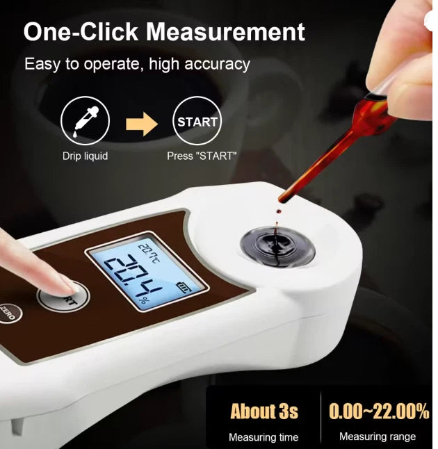 Refractometer Coffee Liquid Concentration 0‑22% Digital High Accuracy Tester Meter AK002K
