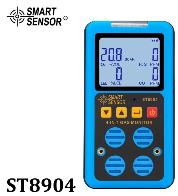 Hydrogen Sulfide Gas Meter O2 CO H20 LEL Alarm SMART SENSOR 4 IN 1