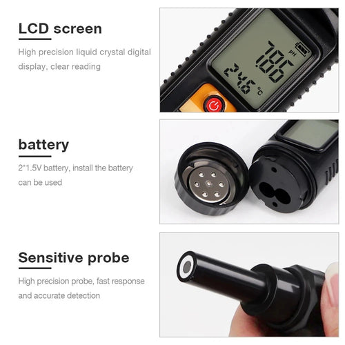 PH Meter Flat End Tip Digital Auto Calibrating  0.00~14.00 High