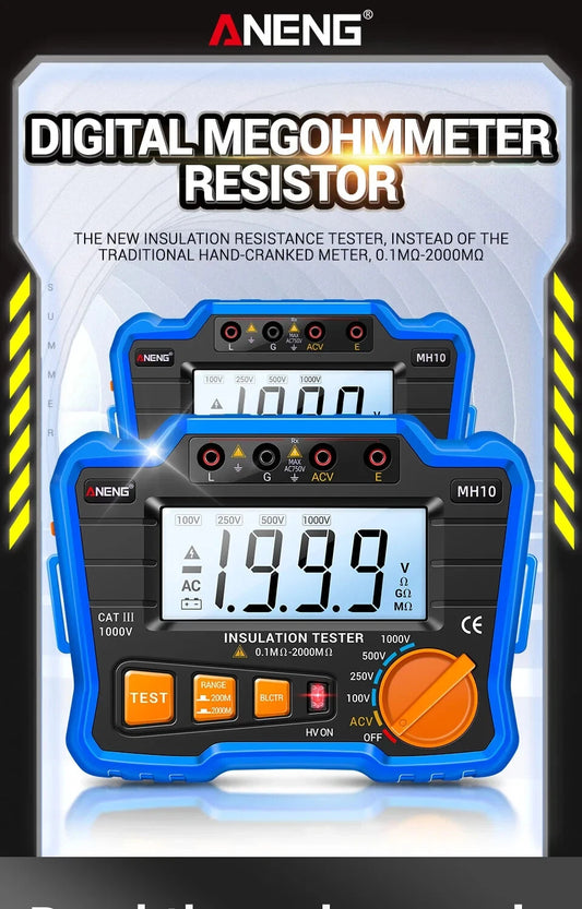 Insulation Resistance Meter Digital Megohmmeter Volt Tester Megger Voltmeter MH10