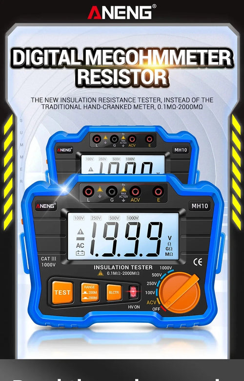 Insulation Resistance Meter Digital Megohmmeter Volt Tester Megger Voltmeter MH10