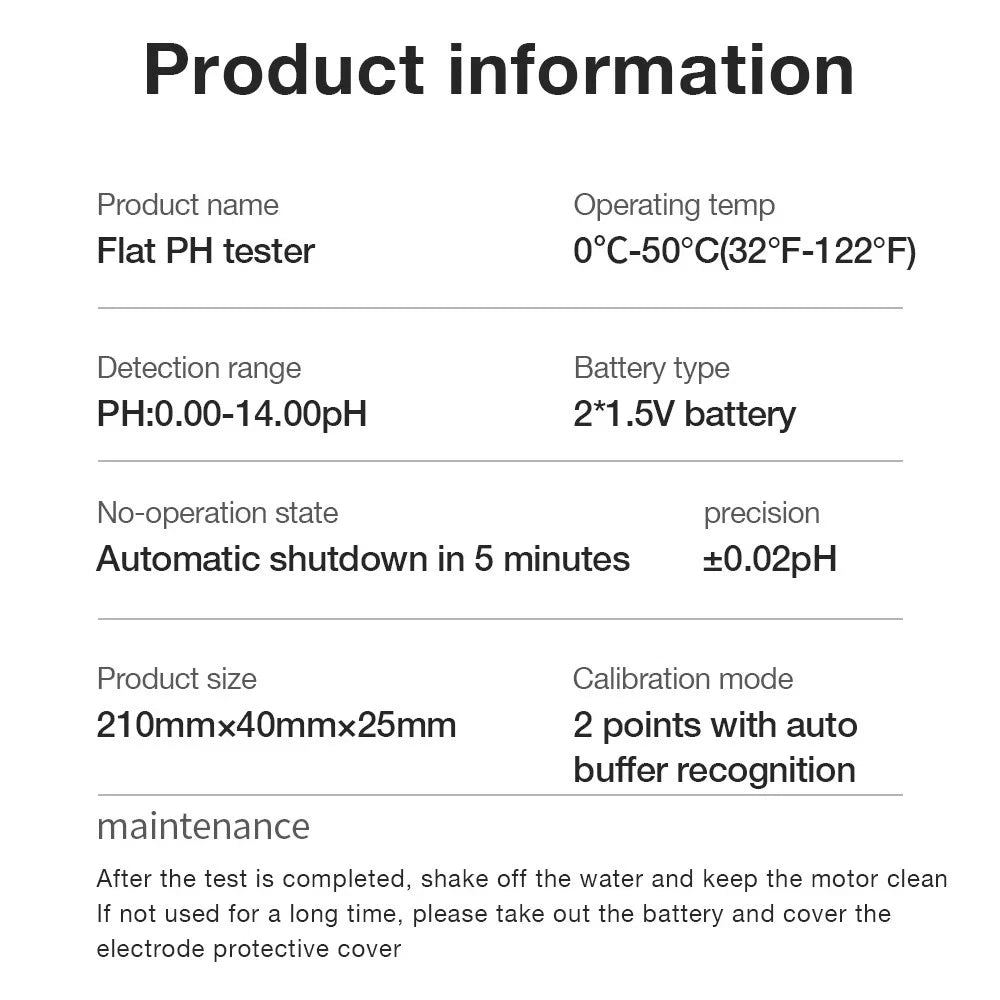 PH Meter Flat End Tip Digital Auto Calibrating  0.00~14.00 High