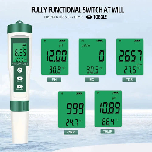 pH ORP Redox TDS EC Temperature  Meter Analyzer Water Tester (5 in 2) EZ-9910