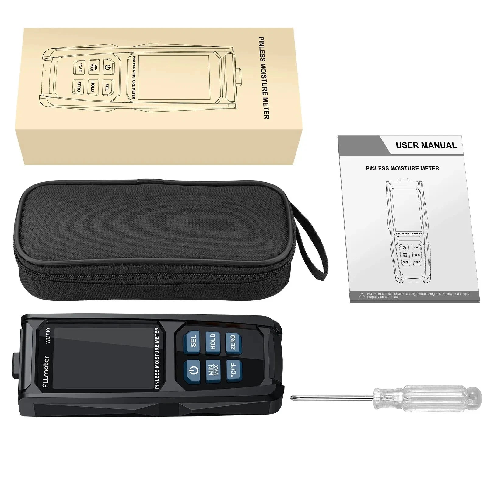 Moisture Meter Hygrometer Pin less Digital Tester Measuring Tool 4~80% Density (Copy)