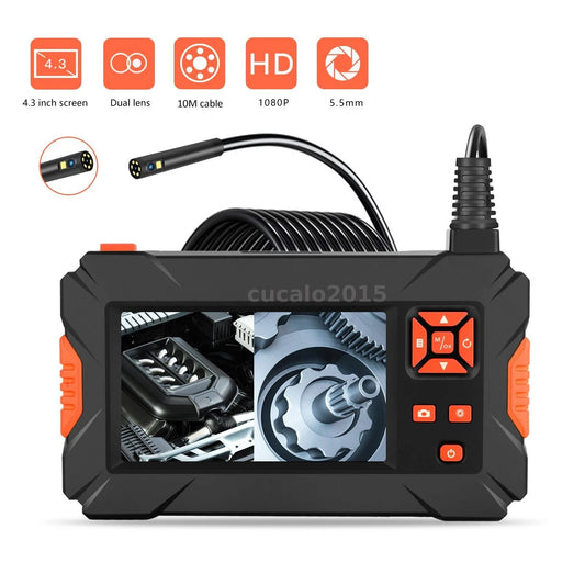 Endoscope Industrial 4.3 Inch LCD Color Screen 5.5mm Dual Camera 5m Cable 1080P with 6 LEDs