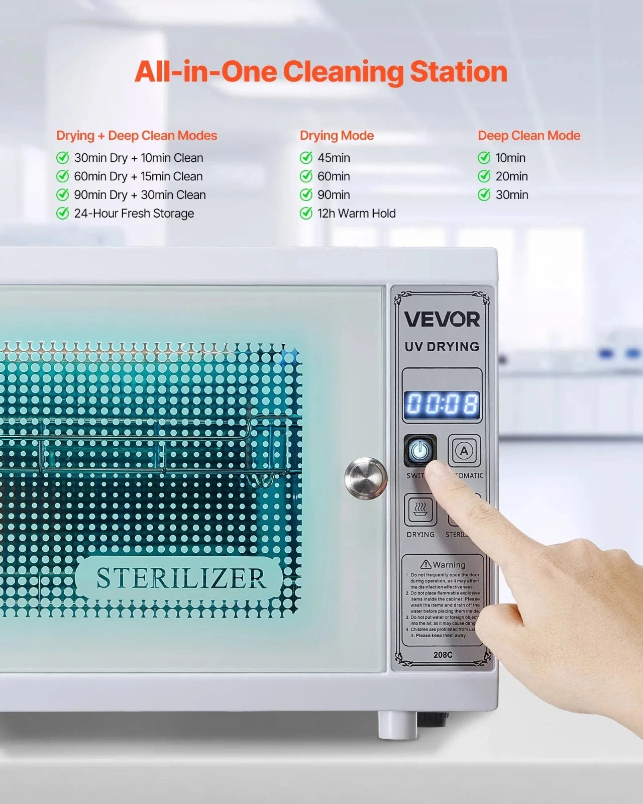 Sterilizer UV Ultraviolet Sanitizer Cleaning Machine 12L Large Capacity 208C