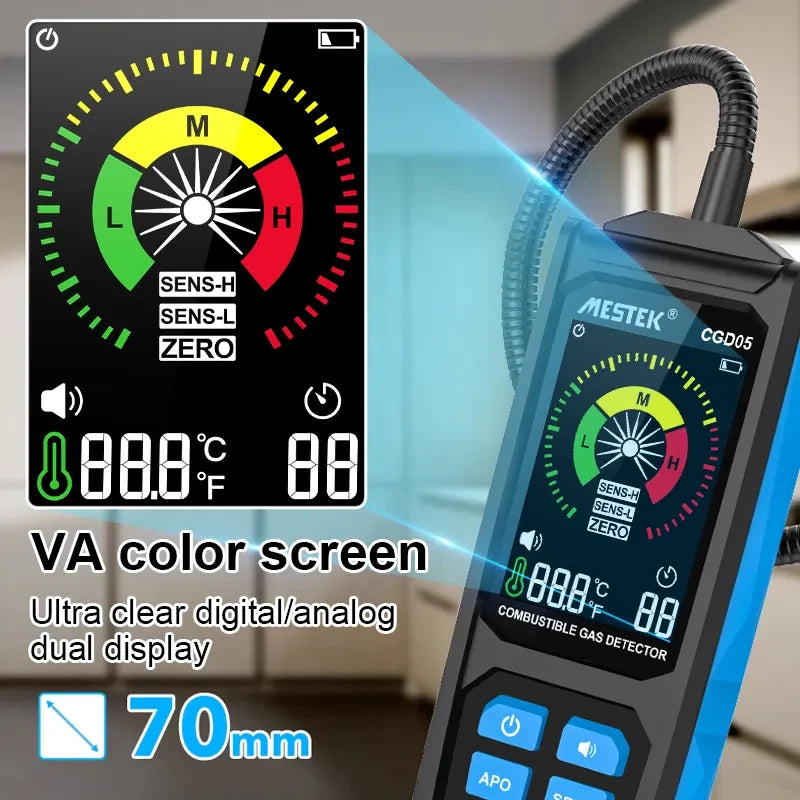 Gas Leak Detector Combustible Flammable Natural Gas Tester Meter Air Analyzer CGD05