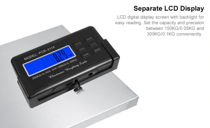 Scale Digital Pet Electronic Weigh 300KG x 0.1kg x 100g 80x53cm Weighing LCD