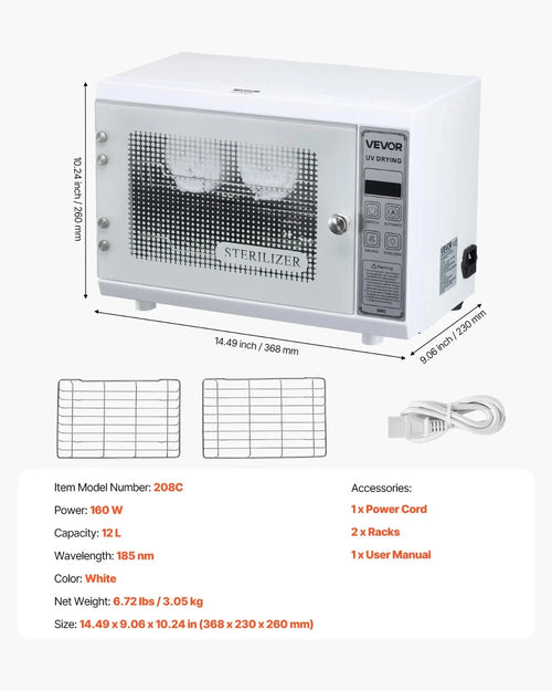 Sterilizer UV Ultraviolet Sanitizer Cleaning Machine 12L Large Capacity 208C