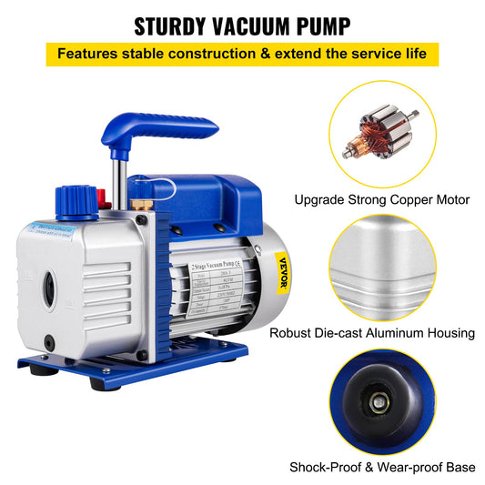 Vacuum Pump 9 CFM 1HP 2-Stage  2RS-2