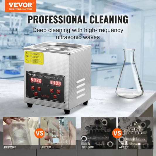 Ultrasonic Cleaner 1.3L Digital Stainless Ultra Sonic Bath Cleaning Timer Heat